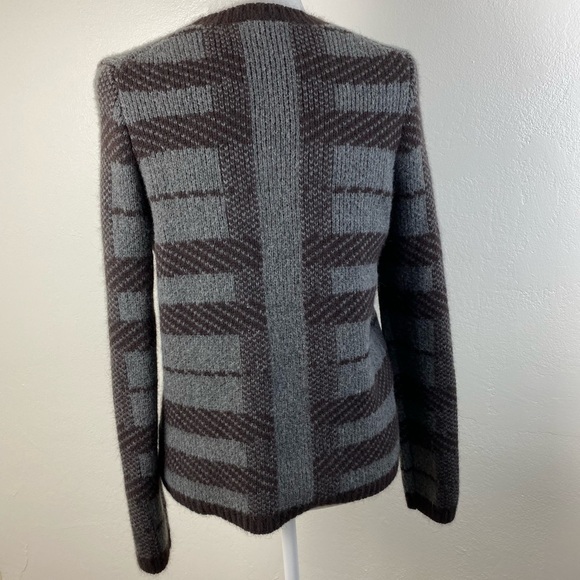 Alpaca Wool Rabbit Hair Plaid Brown Thick Warm Ann Taylor Crewneck Sweater Small - Picture 2 of 10